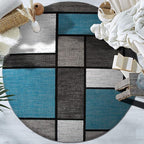 Rugshop Contemporary Modern Boxes for Home Office,Living Room,Bedroom,Kitchen Non Shedding Round Area Rug 8' Blue