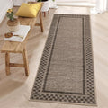 GarveeHome Runner Rug 2x6 for Kitchen Non Slip Washable Hallway Runner Rugs Modern Bordered Bathroom Throw Mat Soft Non Shedding Checkered Runners Geometric Area Rug for Bedside Living Room, Brown
