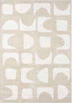Abani Nuevo Collection Area Rug - Modern Geometric Beige/Cream Design - 4'x6' - Easy to Clean - Durable for Kids and Pets - Non-Shedding - Medium Pile - Soft Feel - for Living Room, Bedroom & Office