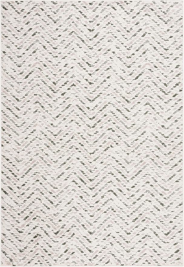 SAFAVIEH Adirondack Collection Area Rug - 5'1" x 7'6", Ivory & Dark Green, Chevron Design, Non-Shedding & Easy Care, Ideal for High Traffic Areas in Living Room, Bedroom, Dining (ADR104X-5)