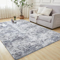 Andency Soft Area Rugs for Living Room Bedroom, 3x5 Non-Slip Fluffy Shag Carpet, Indoor Floor Fuzzy Shaggy Living Room Plush Rug for Kids Dorm Nursery Home Decor Aesthetic, Tie-Dyed Light Grey
