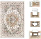 9x12 Large Area Rugs for Living Room Ultra-Soft Washable Rug Vintage Distressed Non-Slip Low Pile Stain Resistant Carpet for Bedroom Dining Room Kitchen Office