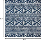 SAFAVIEH Tulum Collection Area Rug - 6'7" Square, Navy & Ivory, Moroccan Boho Tribal Design, Non-Shedding & Easy to Clean, Ideal for Living Room, Bedroom, Dining Space (TUL272N)