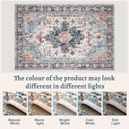 Tangsoo Hallway Runner Rugs 2.6x12 Washable Runner Rug for Hallways, Non Slip Vintage Soft Low Pile Long Rugs Runner, Oriental Carpet Runners for Kitchen Bedroom Entryway Living Room Blue/Orange