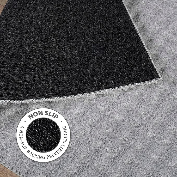CAMILSON Modern Gray Non Slip Rug 5x7 Ultra Soft High Pile Area Rugs Non Skid Rubber Backing Durable & Easy to Clean Carpet for Living Room Bedroom Kids Room Indoor Use (5 x 7 Gray)