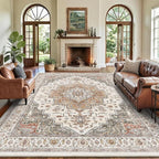 8x10 Area Rugs for Living Room Ultra-Soft Washable Rug Vintage Distressed Boho Area Rug, Non-Slip Low Pile Stain Resistant Carpet for Bedroom Dining Room Kitchen Office