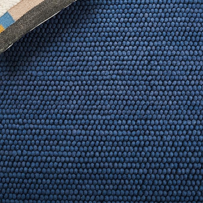 SAFAVIEH Natura Collection Area Rug - 6' Square, Navy & Blue, Handmade Wool Blend, Textured Design, Ideal for Living Room, Bedroom, Dining Space (NAT620M)