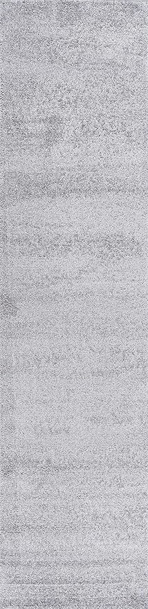 Eyely UES100K-214 Supersoft Haze Solid Low-Pile Indoor Runner Rug, Coastal, Bohemian, Minimalist, Classic, Casual for Bedroom,Kitchen,Living Room,Non Shedding,Easy-Washing, Gray, 2 X 14