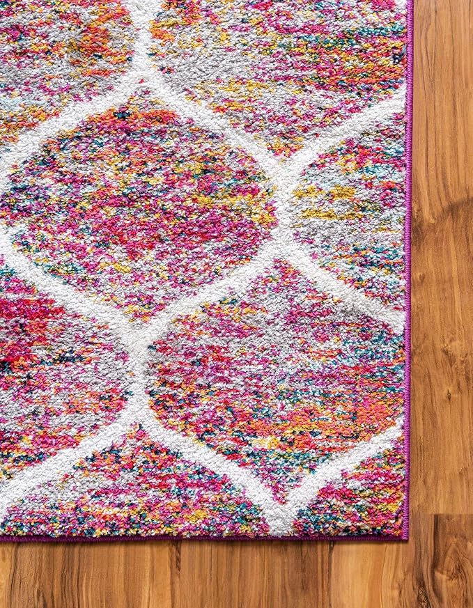 Rugs.com Lattice Frieze Collection Rug – 2' x 4' Runner Multi Medium Rug Perfect for Living Rooms, Large Dining Rooms, Open Floorplans