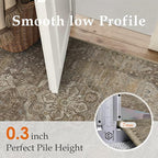 8x10 Brown Washable Vintage Area Rug for Living Room Bedroom Non Slip Distressed Traditional Soft Large Throw Rug Low Pile Lightweight Floral Carpet Office Classroom Dining Room