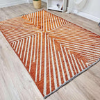 Alfa Rich 5x8 Geometric Burnt Orange Off White Washable Area Rugs for Living Room Bedroom Cotton Rug
