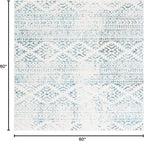 SAFAVIEH Tulum Collection Area Rug - 5' Square, Ivory & Turquoise, Moroccan Boho Tribal Design, Non-Shedding & Easy to Clean, Ideal for Living Room, Bedroom, Dining Space (TUL272E)