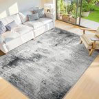 5x7 Washable Area Rugs - Modern Abstract Rugs for Living Room Non-Slip Low Pile Soft Machine Washable Carpet for Bedroom, Dining Room, Nursery, Home Office, Farmhouse (5'x7' Dark Grey)