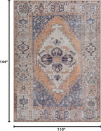 Bloom Rugs Washable 9' x 12' Rug - Orange/Blue/Beige Traditional Area Rug for Living Room, Bedroom, Dining Room, and Kitchen - Exact Size: 9' x 12'
