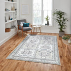 Fame Living Faded Oushak Rug, Turkish Vintage Floral Pastel Large Oversized Area Rugs for Living Room Dining Bedroom Kitchen Bathroom Nursery (848BrCr, 5' x 6'9")