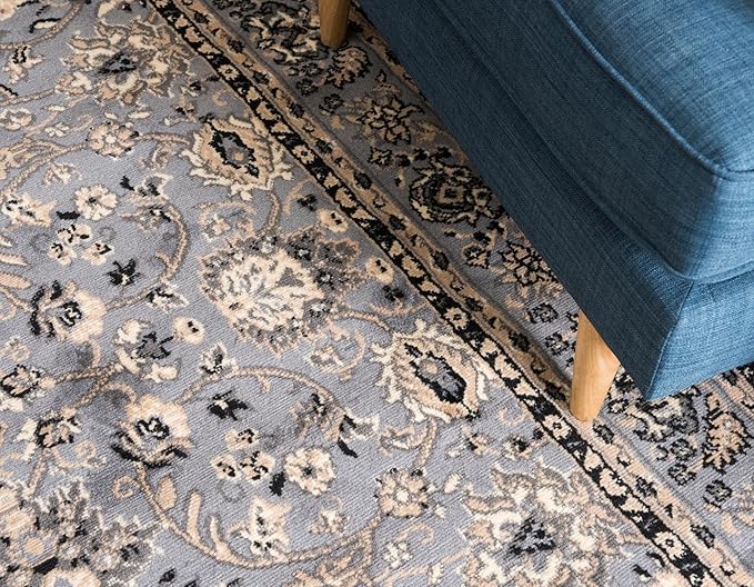 Rugs.com Yasmin Collection Rug – 10 Ft Runner Gray Medium Rug Perfect for Hallways, Entryways