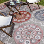 CAMILSON Indoor Outdoor Rug 6x9 Bohemian Medallion Floral Area Rugs for Indoor and Outdoor Patios Easy-Cleaning Non-Shedding Living Room Garden and Kitchen Washable Outside Carpet (6 x 9 / Multicolor)