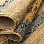 SUPERIOR Indoor Runner Rug, Jute Backed, Modern Geometric Patchwork Floor Decor for Bedroom, Office, Living Room, Entryway, Hardwood Floors, Rockwood Collection, 2' 7" x 10', Light Blue-Beige