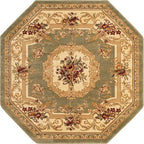 Rugs.com Chateau Collection Rug – 5' 3 Octagon Green Medium Rug Perfect for Living Rooms, Kitchens, Entryways