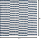 Unique Loom Outdoor Striped Collection Area Rug - Striped (5' 3" Square Blue/Ivory)