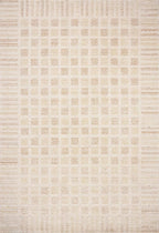 Loloi Chris Loves Julia Calvin Collection CLV-03 Bone/Natural 7'-10" x 10' Area Rug Checkered Neutral Soft Living Room Bedroom Carpet