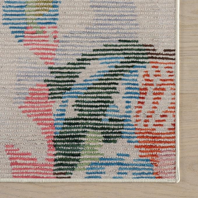 Dash & Albert Bloom Multi Machine Washable Rug, 8.5 X 11.5 Feet, Blue/Ivory Floral Pattern