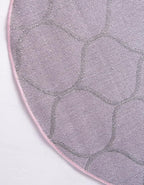 Rugs.com Lattice Frieze Collection Rug – 8' Round Light Pink Medium Rug Perfect for Kitchens, Dining Rooms