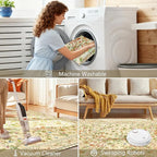 3x5 Area Rug Washable, Non-Slip Small Rug Carpet, Floral Boho Low Pile Soft Throw Rugs for Entryway, Bedroom, Kids Room, Dorm, Office, Nursery, Vintage Home Decor（Beige）