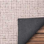 Hand-Tufted 100% Wool Pile Area Rug – Geometric Textured Grid Check Pattern – Thick and Durable Floor Carpet for Bedroom, Living Room, Kids Room, and Dining Area (Ivory-Brown, 5' x 5')