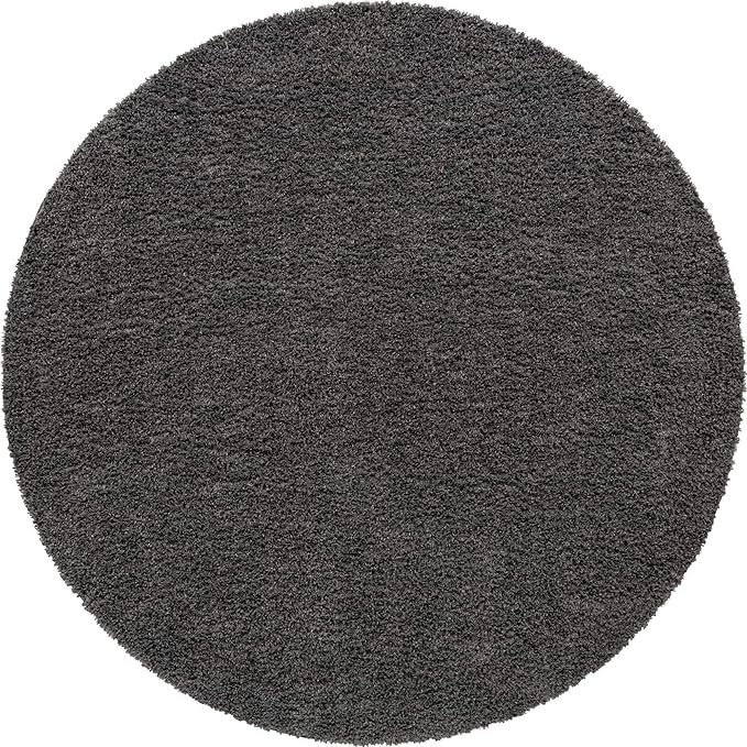 Unique Loom Davos Shag Collection Area Rug - Solid (9' 10" Round, Peppercorn)