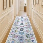 Fame Living Colorful Oushak Rug, Modern Rugs, Vintage, Turkish, Eclectic, Floral, Pastel, Washable, Small Throw, Accent Area Rug for Living Room, Bedroom, Kitchen, Bathroom, 2'5"x4'9"