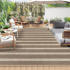 Lahome Striped Easy Jute Rug, 5x7 Dining Room Office Rug Washable Outdoor Patio Rug, Farmhouse Neutral Non Slip Stain Resistance Indoor Outdoor Carpet for Deck Classroom, Khaki