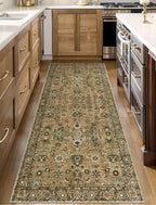 Tangsoo Floral Runner Rug 2x6 Washable Rug for Hallway, Non-Slip Vintage Boho for Entryway Indoor, Brown Print Carpet Runner Rugs, Soft Low Pile Long Runner for Kitchen Bedroom