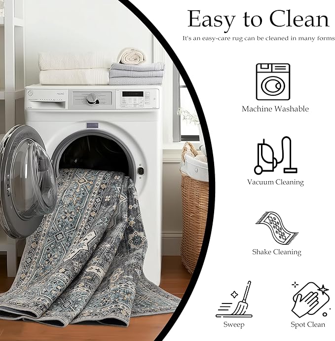 Area Rug Non Slip Machine Washable Ultra Soft Living Room/Bedroom/Kitchen/Outdoor/Classroom Silver, 4'×6'