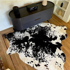 Genuine Cowhide Rug - Natural Leather Hide Rugs for Living Room & Area Rug for Bedroom - Real Cowhides Rug for Rustic Home Decor - Black Speckled Cowhide Rugs Collection, 6x6-7ft