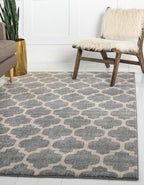 Rugs.com Lattice Collection Rug – 9' x 12' Light Gray Medium Rug Perfect for Living Rooms, Large Dining Rooms, Open Floorplans
