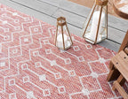 Unique Loom Outdoor Trellis Collection Area Rug - Tribal Trellis (2' x 6' 1" Runner, Rust Red/ Ivory)