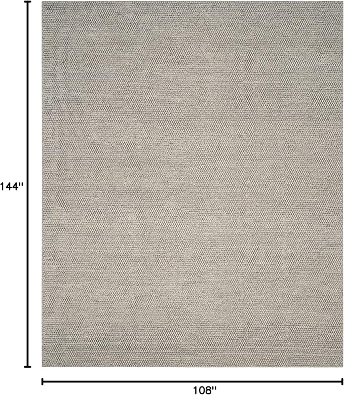 SAFAVIEH Natura Collection Area Rug - 9' x 12', Silver, Handmade Wool Blend, Textured Design, Ideal for Living Room, Bedroom, Dining Space (NAT620C)