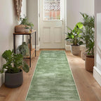 2x6 Runner Rug for Hallways Non Slip Washable Neutral Abstract Modern Olive Green Area Rug for Kitchen Laundry Room Dark Green Floor Covering Carpet 2 x 6