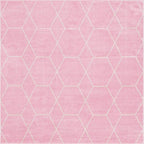 Unique Loom Trellis Frieze Collection Area Rug - Geometric (7' 10" Square, Light Pink/ Ivory)