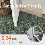 HUGEAR 5x7 Machine Washable Rugs Dark Green Hallway Area Rug Indoor Accent Rug Floral Low Pile Carpet Soft Throw Aesthetic Rug Bedroom Living Room Office Dining Room Kitchen Laundry Room Non Slip