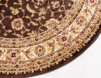 Unique Loom Voyage Collection Traditional Oriental Classic Intricate Design Area Rug (6' 0 x 6' 0 Round, Brown/Ivory)