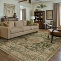 HUGEAR Retro Green Area Rug 6x9 Machine Washable Living Room Rugs Distressed Vintage Floral Low Pile Carpet Bedroom Office Dining Room Laundry Room Non Slip Soft Lightweight