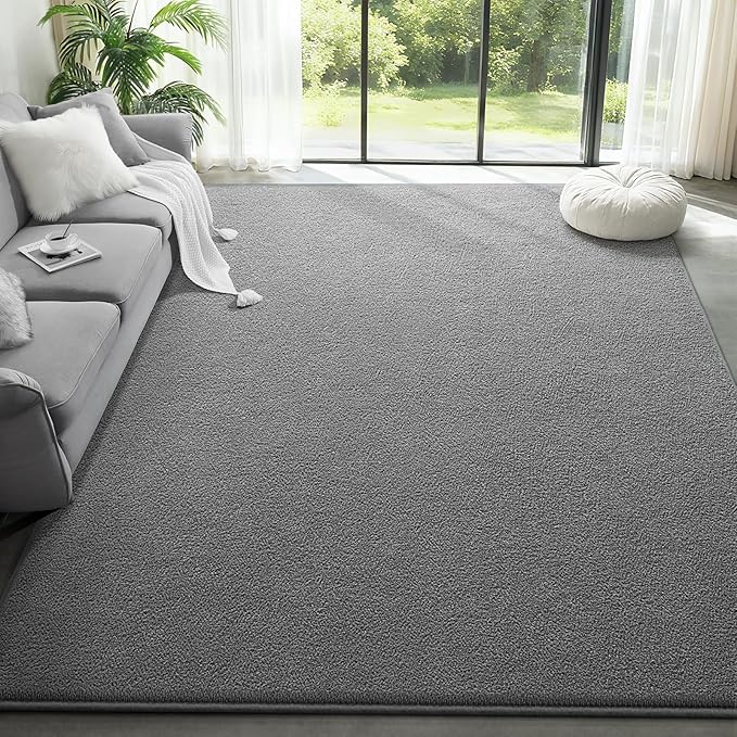 Large Modern Area Rugs for Living Room Bedroom, 5x8 Feet Grey Ultra Soft Solid Thickened Memory Foam Indoor Minimalist Carpets, Non-Slip Comfy Rugs for Boys Girls Nursery Kids Room Home Décor