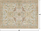 Large Entryway Rugs Indoor - Beige 3x4 Washable Rugs for Kitchen Bedroom Beside Bed Door Mat Indoor Entrance with Vintage Woodland Flowers, Non Slip Stain Resistant Low Pile