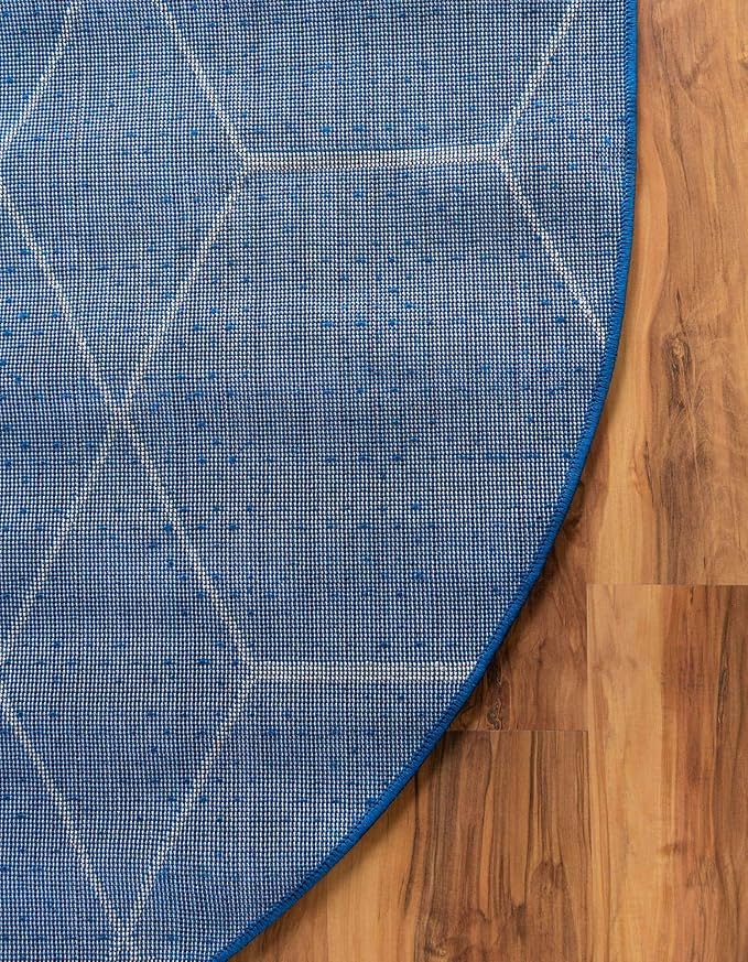 Unique Loom Trellis Frieze Collection Area Rug - Geometric (3' x 5' Oval, Navy Blue/ Ivory)