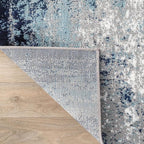 Distressed Blue Grey Greek Key Pattern Indoor Area Rug 5x7 for Living Room Bedroom Dining Room Faux Wool Anti Slip Floor Mats Nursery Entryway Minimalist Geometric Texture Bordered Rugs Retro Carpet