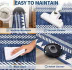 Bordered Printed 10x13 Washable Area Rugs for Living Room Modern Non Slip Foldable Soft Indoor Carpet Geometric Stain Resistant Dining Room Bedroom Large Indoor Rugs, Blue