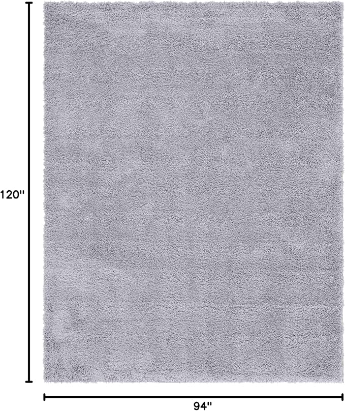 Unique Loom Davos Shag Collection Area Rug - Solid (7' 10" x 10' Rectangle, Sterling)