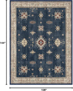 RUGGABLE Washable Vintage Area Rug – Verena Sapphire 9x12, Stain-Resistant, Non-Slip – Large Machine Washable Rugs for Living Room, Bedroom, Hallway, Entryway & Office–with Cushioned Pad